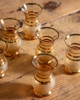 Amber & Gold Blown Glass Decanter & Set of 6 Glasses - Lone Fox
