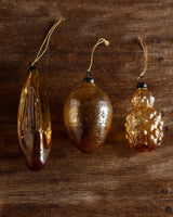 Amber Hand-Blown Glass Ornaments (Set of 3) - Lone Fox