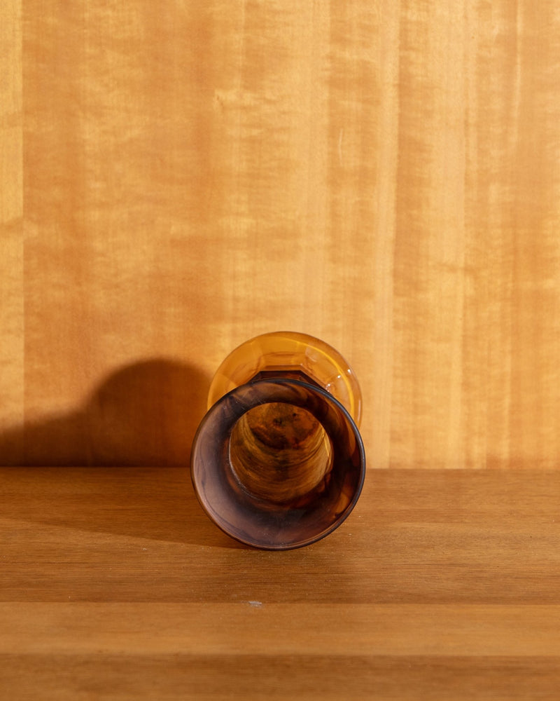 Amber Smokey Glass Faceted Vase - Lone Fox