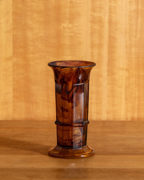 Amber Smokey Glass Faceted Vase - Lone Fox
