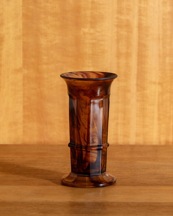 Amber Smokey Glass Faceted Vase - Lone Fox