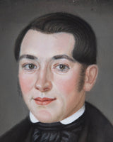 American Folk Portrait of a Gentleman with Cigar Oil Painting, Circa 1840s - Lone Fox