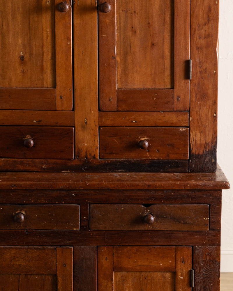 American Pine & Maple Stepback Cupboard, 19th Century - Lone Fox