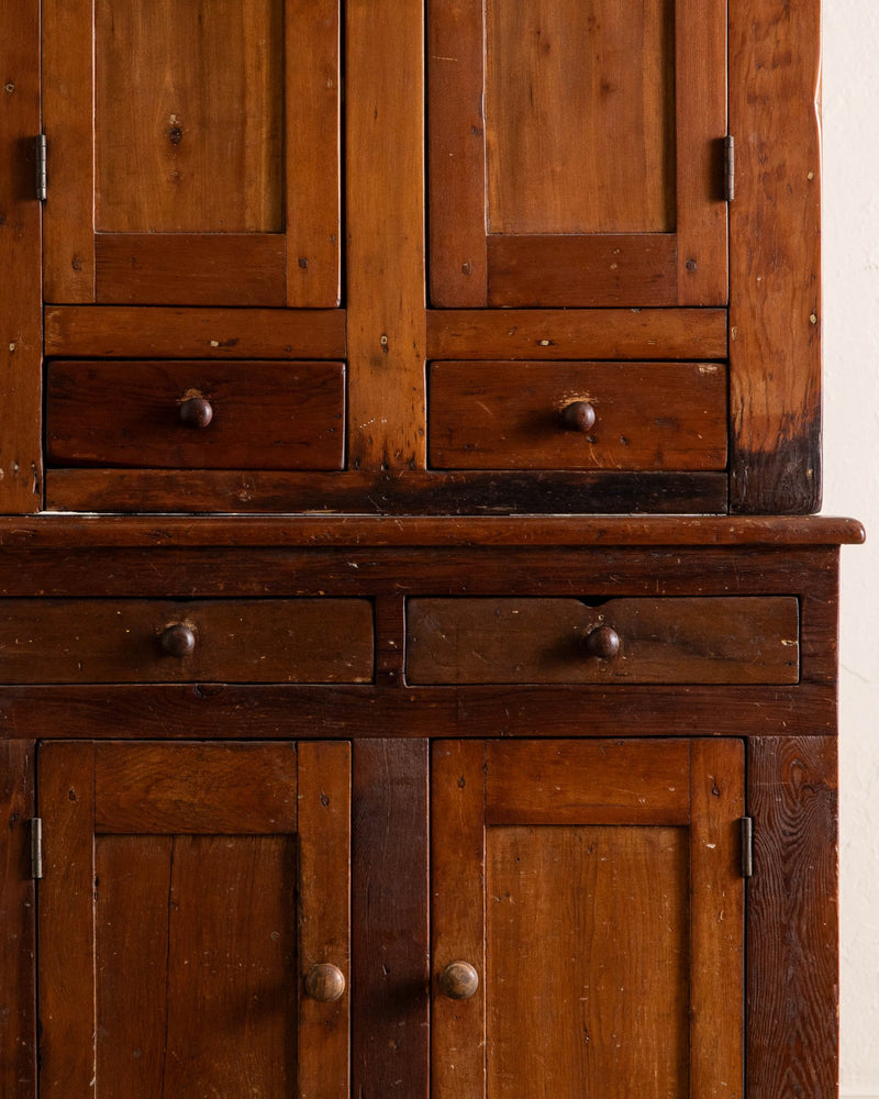 American Pine & Maple Stepback Cupboard, 19th Century - Lone Fox