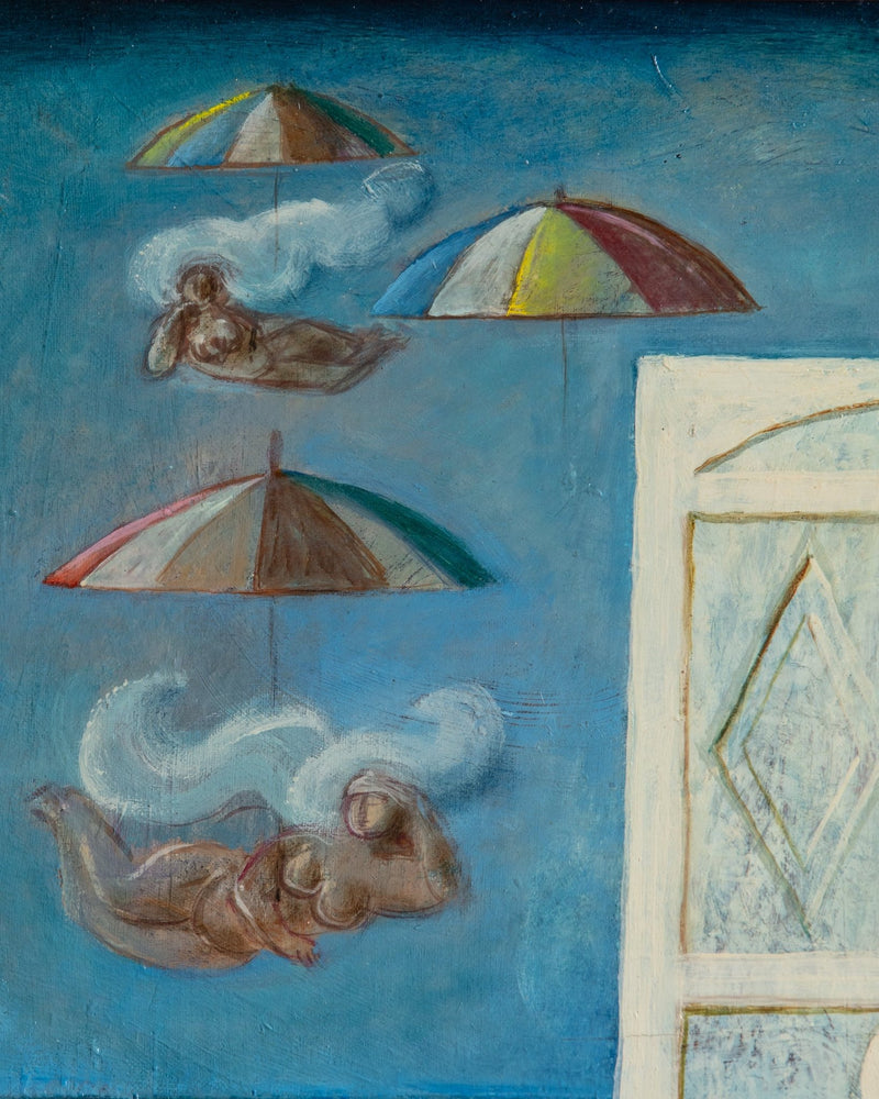 "Amore in Adriatico" Surrealist Oil Painting, Spain, 1972 - Lone Fox