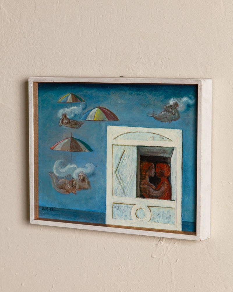 "Amore in Adriatico" Surrealist Oil Painting, Spain, 1972 - Lone Fox