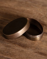 Antique Brass Oval Pill / Jewelry Box - Lone Fox