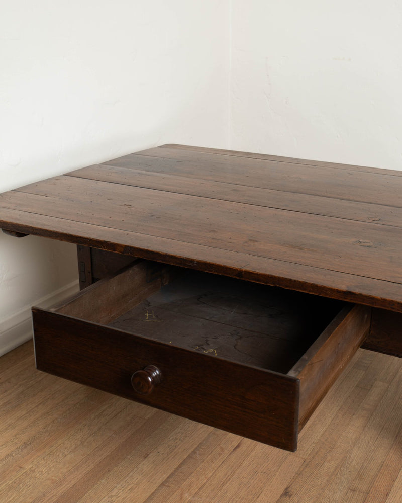 Antique Dark Oak Coffee Table - Lone Fox