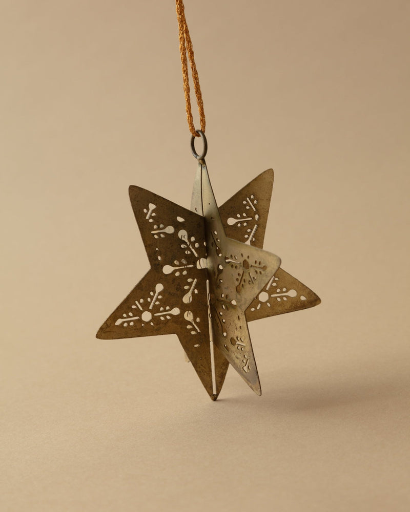 Antique Gold 3D Snowflake Ornaments (Set of 4) - Lone Fox
