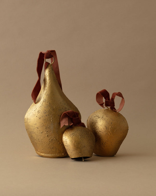 Antique Gold Metal Bell Ornaments - Lone Fox