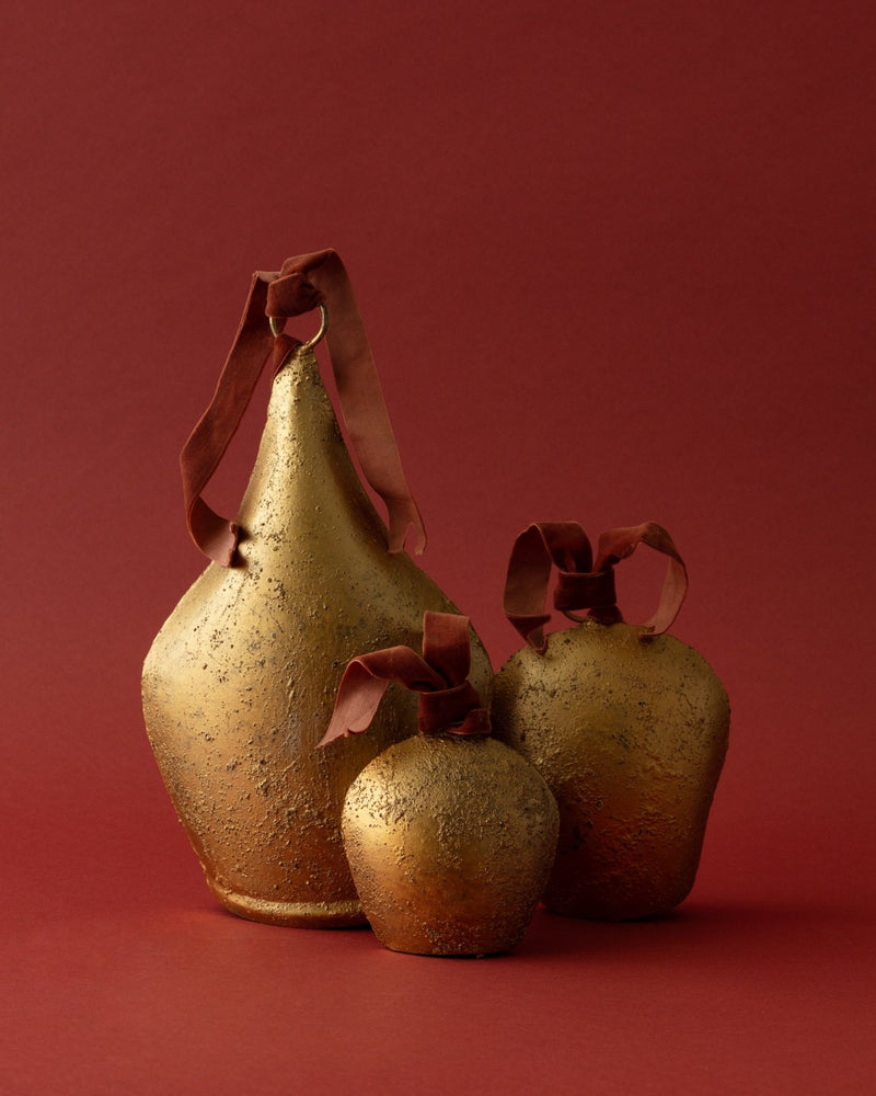Antique Gold Metal Bell Ornaments - Lone Fox