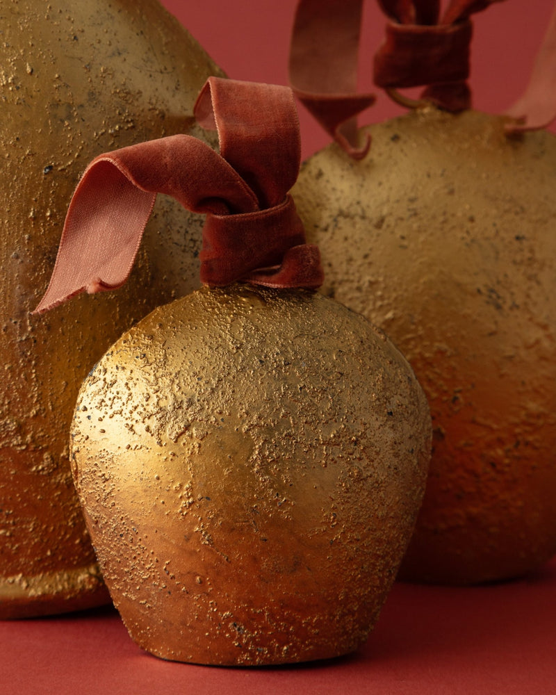 Antique Gold Metal Bell Ornaments - Lone Fox