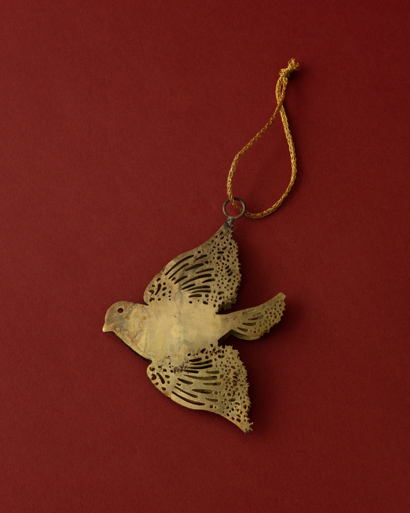Antique Gold Tole Cut Bird Ornament - Lone Fox