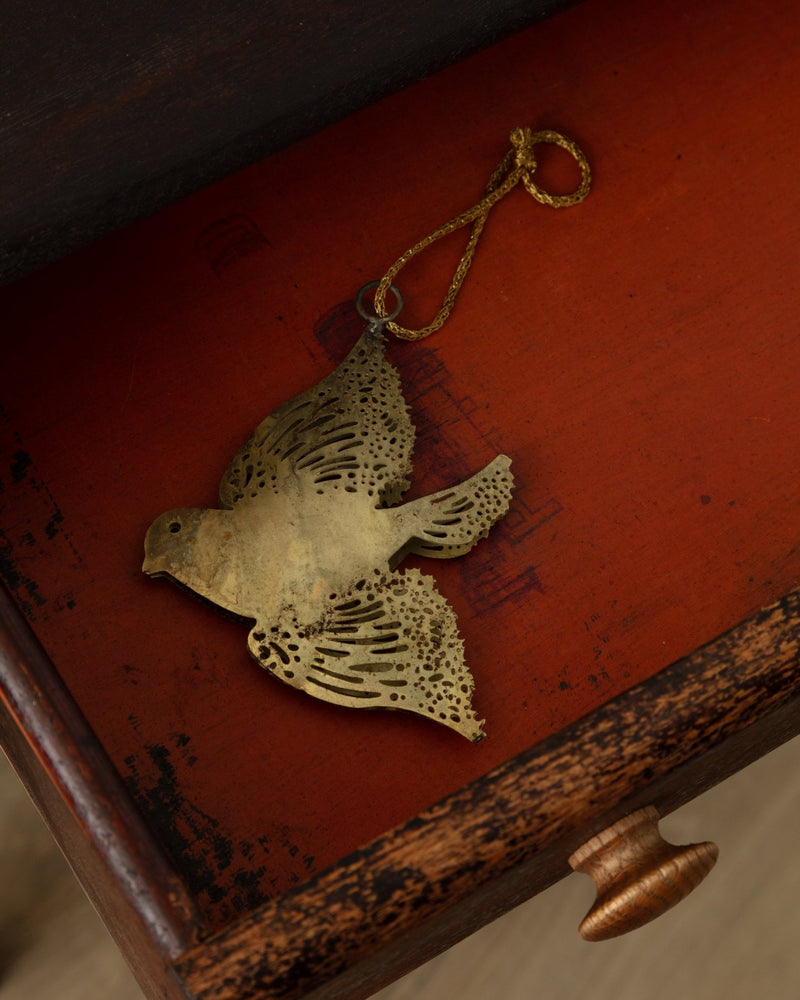 Antique Gold Tole Cut Bird Ornament - Lone Fox