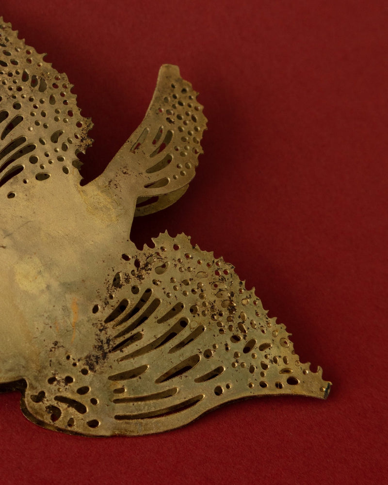 Antique Gold Tole Cut Bird Ornament - Lone Fox