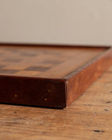 Antique Inlaid Wood Checkerboard - Lone Fox
