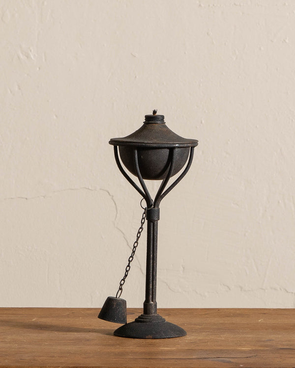 Antique Iron Table Oil Lamp - Lone Fox