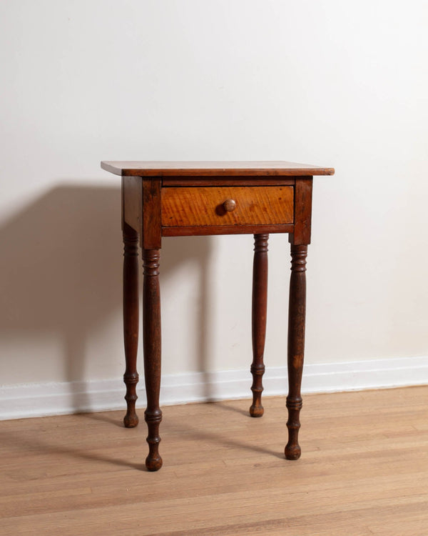 Antique Pine Side Table w/ Drawer - Lone Fox