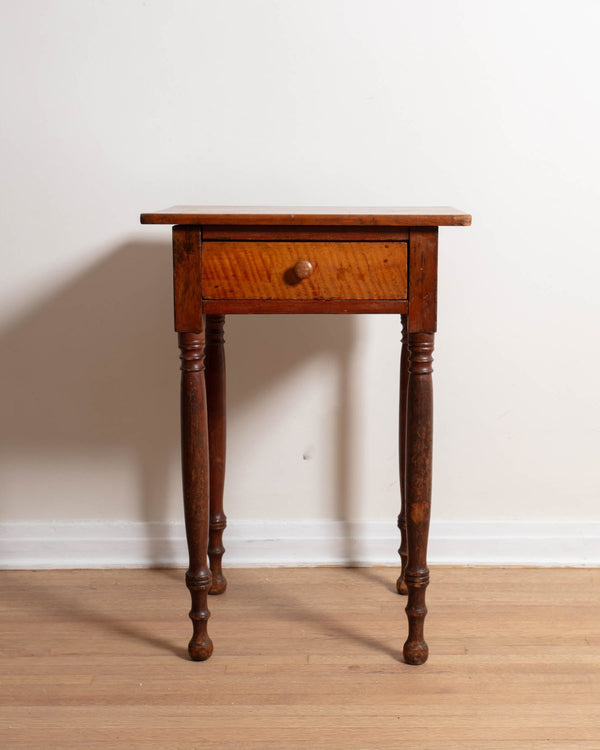 Antique Pine Side Table w/ Drawer - Lone Fox