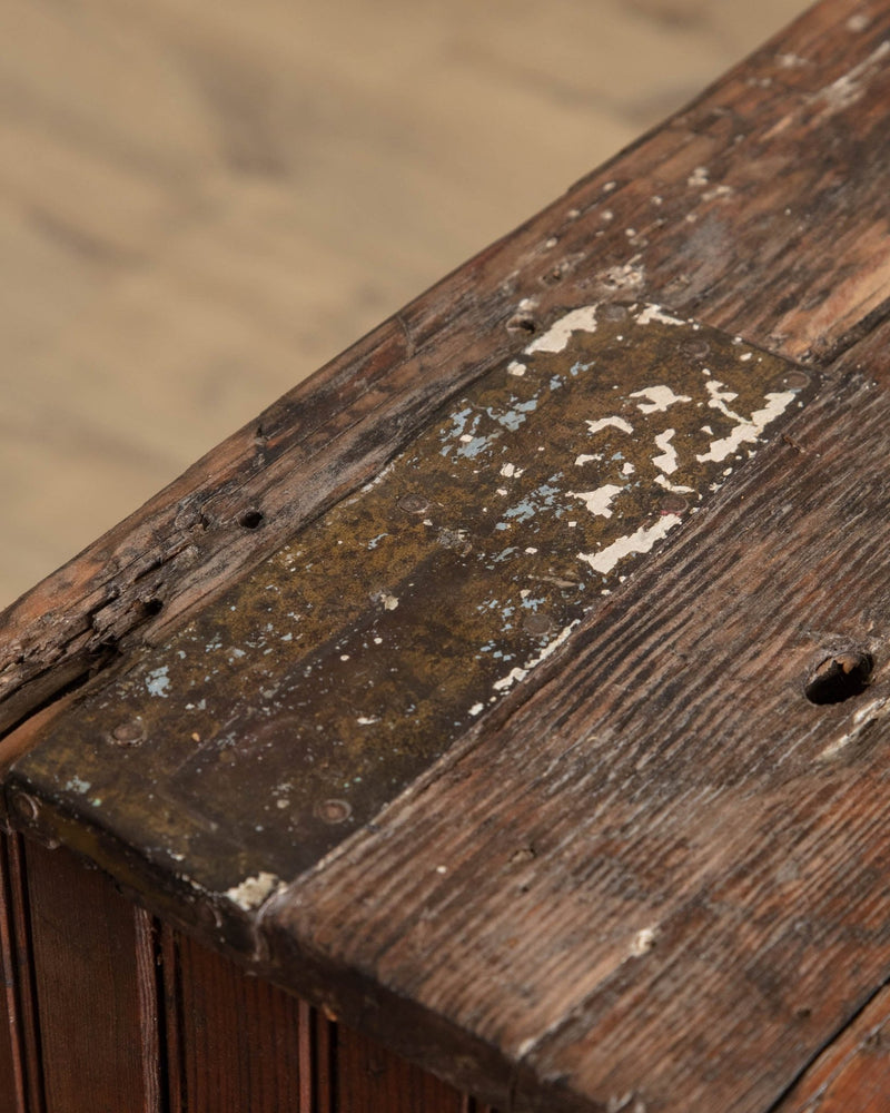 Antique Primitive Workbench Console with Drawers & Casters - Lone Fox