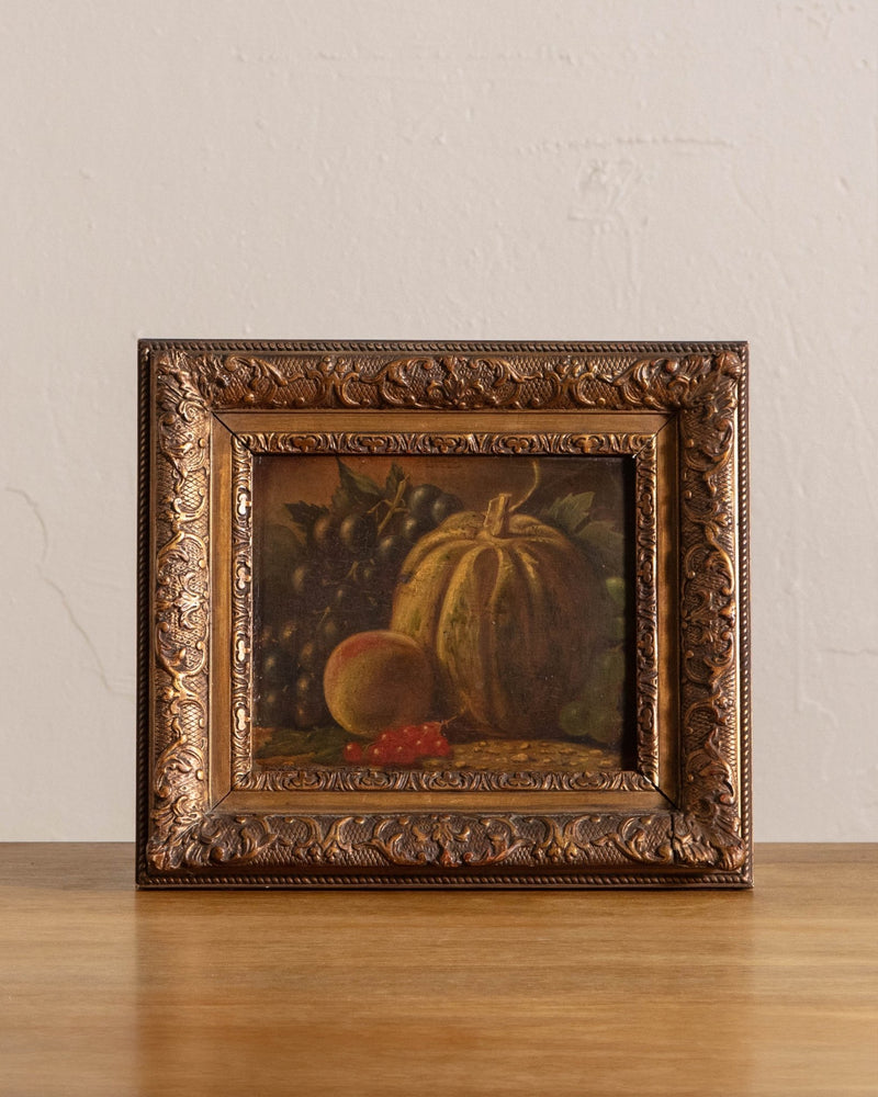 Antique Pumpkin & Fruits Still Life Oil Painting, Netherlands, 1900's - Lone Fox