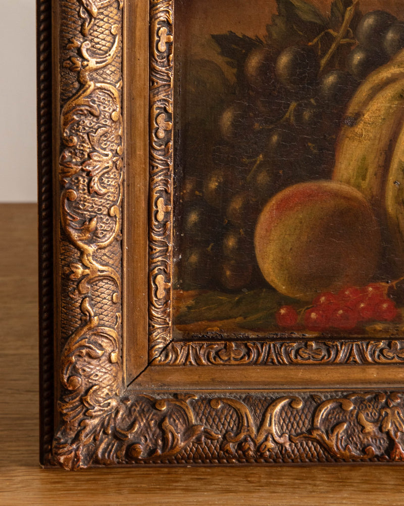 Antique Pumpkin & Fruits Still Life Oil Painting, Netherlands, 1900's - Lone Fox