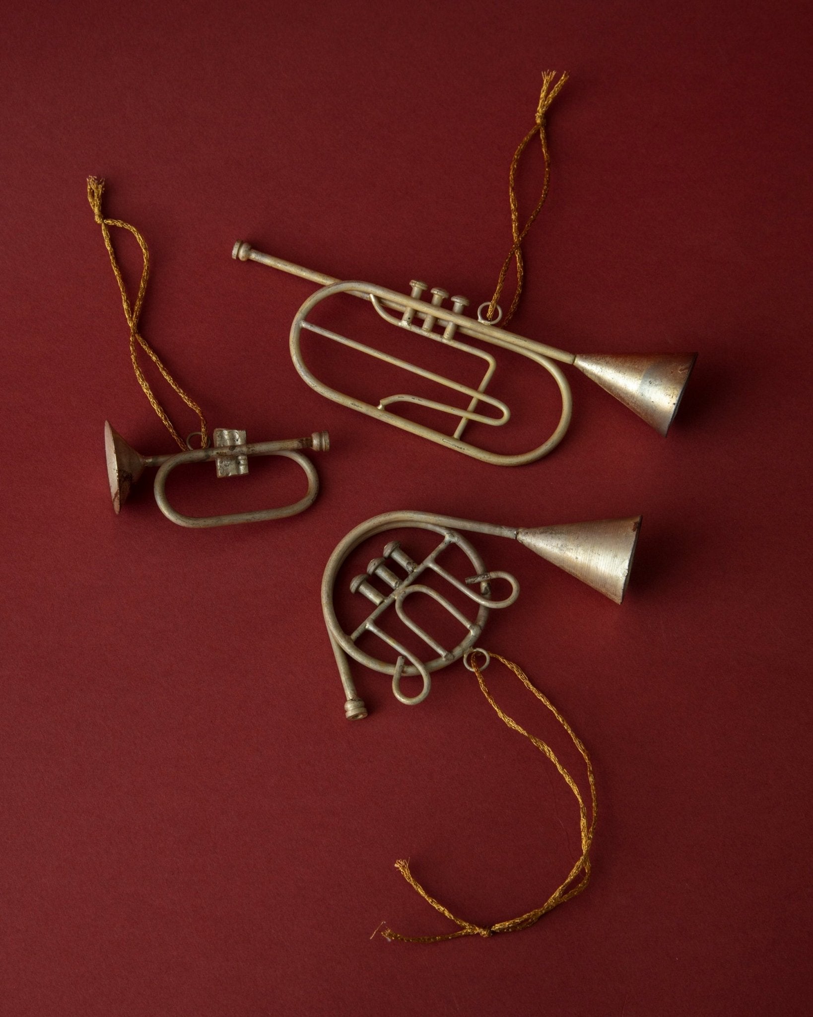 Antique Silver Musical Instrument Ornaments (Set of 3) - Lone Fox