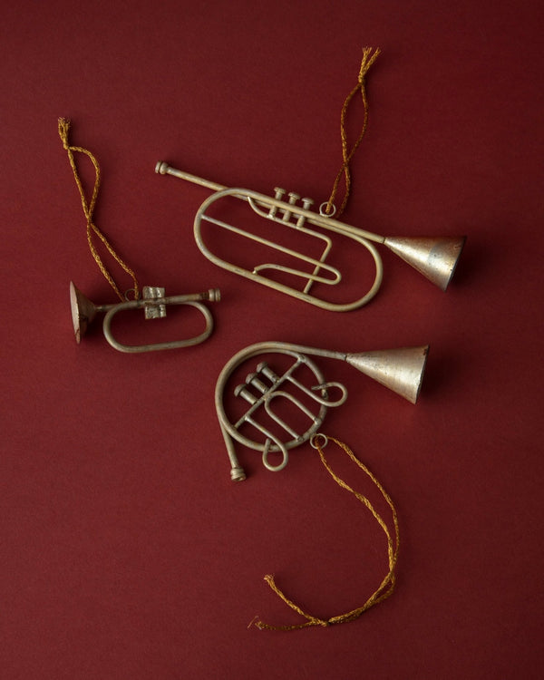 Antique Silver Musical Instrument Ornaments (Set of 3) - Lone Fox