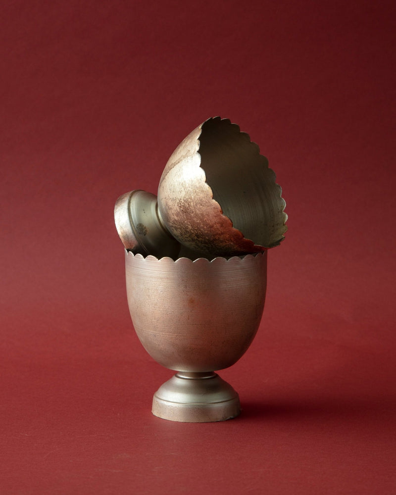 Antique Silver Scalloped Footed Bowls (Set of 2) - Lone Fox