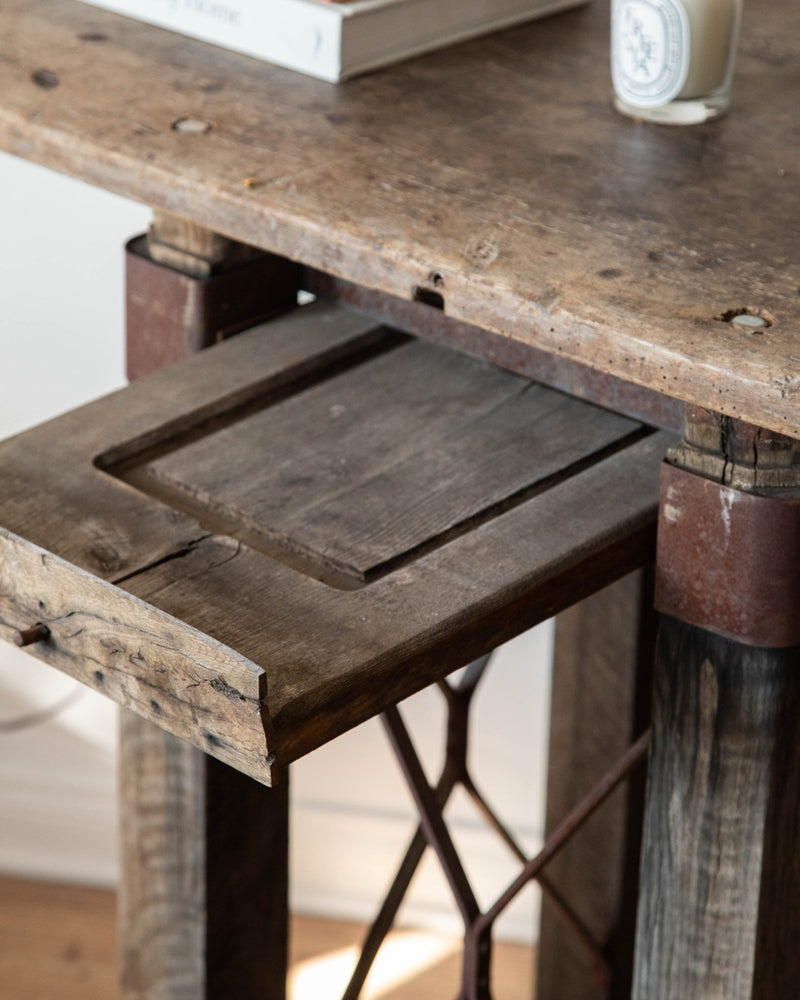 Antique Wood & Iron Industrial Console - Lone Fox