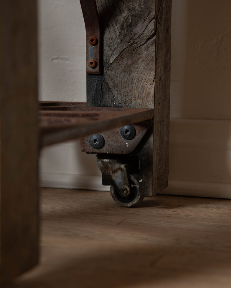 Antique Wood & Iron Industrial Console - Lone Fox