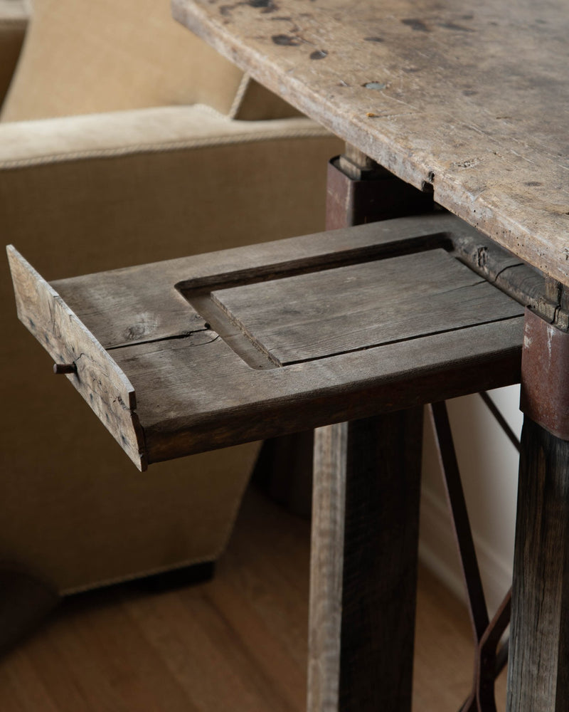 Antique Wood & Iron Industrial Console - Lone Fox