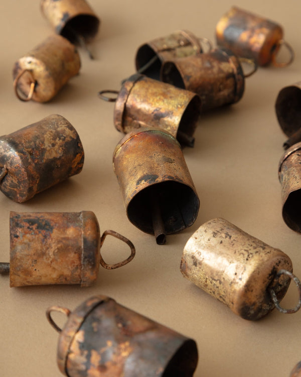 Antiqued Metal Bell Ornaments (Set of 24) - Lone Fox