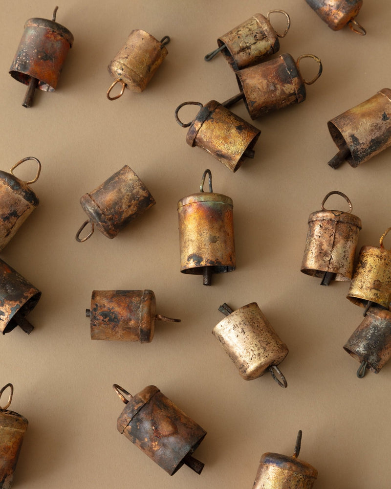 Antiqued Metal Bell Ornaments (Set of 24) - Lone Fox