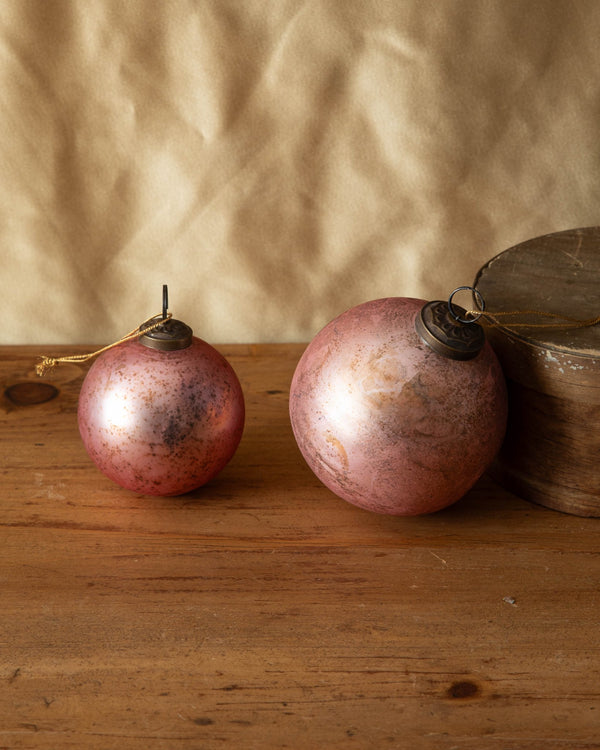 Antiqued Pink Glass Ornament - Lone Fox