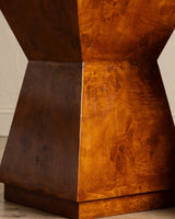 Architectural Walnut Burl Side Table, Europe, 1960's (2 Available) - Lone Fox