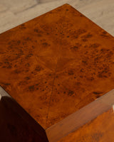 Architectural Walnut Burl Side Table, Europe, 1960's (2 Available) - Lone Fox