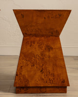 Architectural Walnut Burl Side Table, Europe, 1960's (2 Available) - Lone Fox