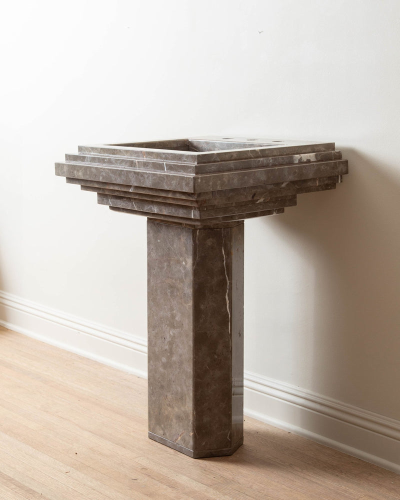 Art Deco 1950's Stacked Marble Pedestal Sink - Lone Fox