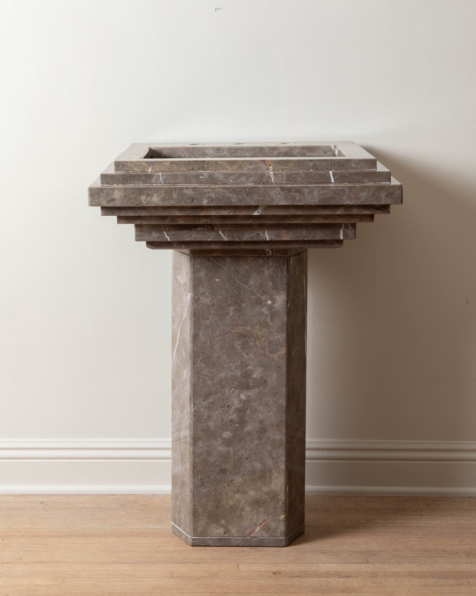 Art Deco 1950's Stacked Marble Pedestal Sink - Lone Fox