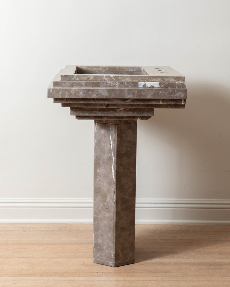 Art Deco 1950's Stacked Marble Pedestal Sink - Lone Fox