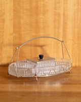 Art Deco Apéritif Glass & Brass Platter, France, 1940's - Lone Fox