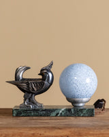 Art Deco Bird & Mottled Glass Table Lamp, France, 1930's - Lone Fox