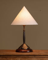 Art Deco Brass and Wood Table Lamp w/ Conical Shade, Europe, 1930s - Lone Fox