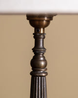 Art Deco Brass and Wood Table Lamp w/ Conical Shade, Europe, 1930s - Lone Fox
