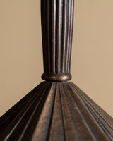 Art Deco Brass and Wood Table Lamp w/ Conical Shade, Europe, 1930s - Lone Fox