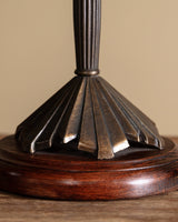 Art Deco Brass and Wood Table Lamp w/ Conical Shade, Europe, 1930s - Lone Fox