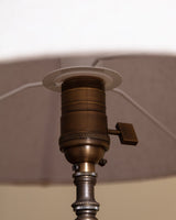 Art Deco Brass and Wood Table Lamp w/ Conical Shade, Europe, 1930s - Lone Fox