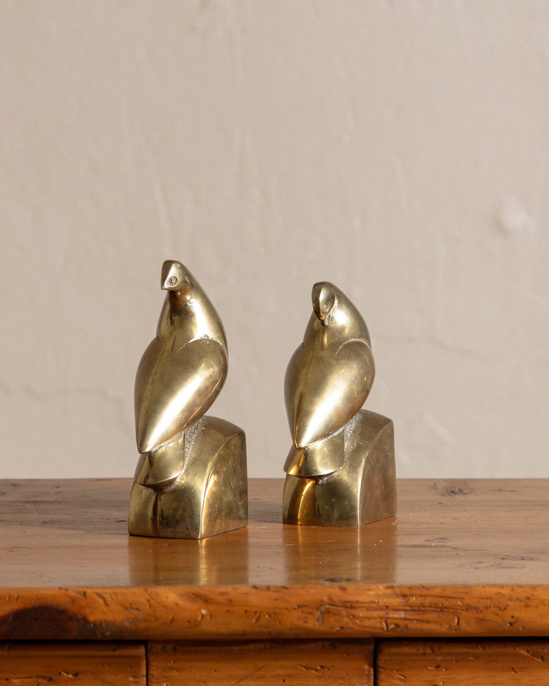 Art Deco Brass Dove Bookends - Lone Fox