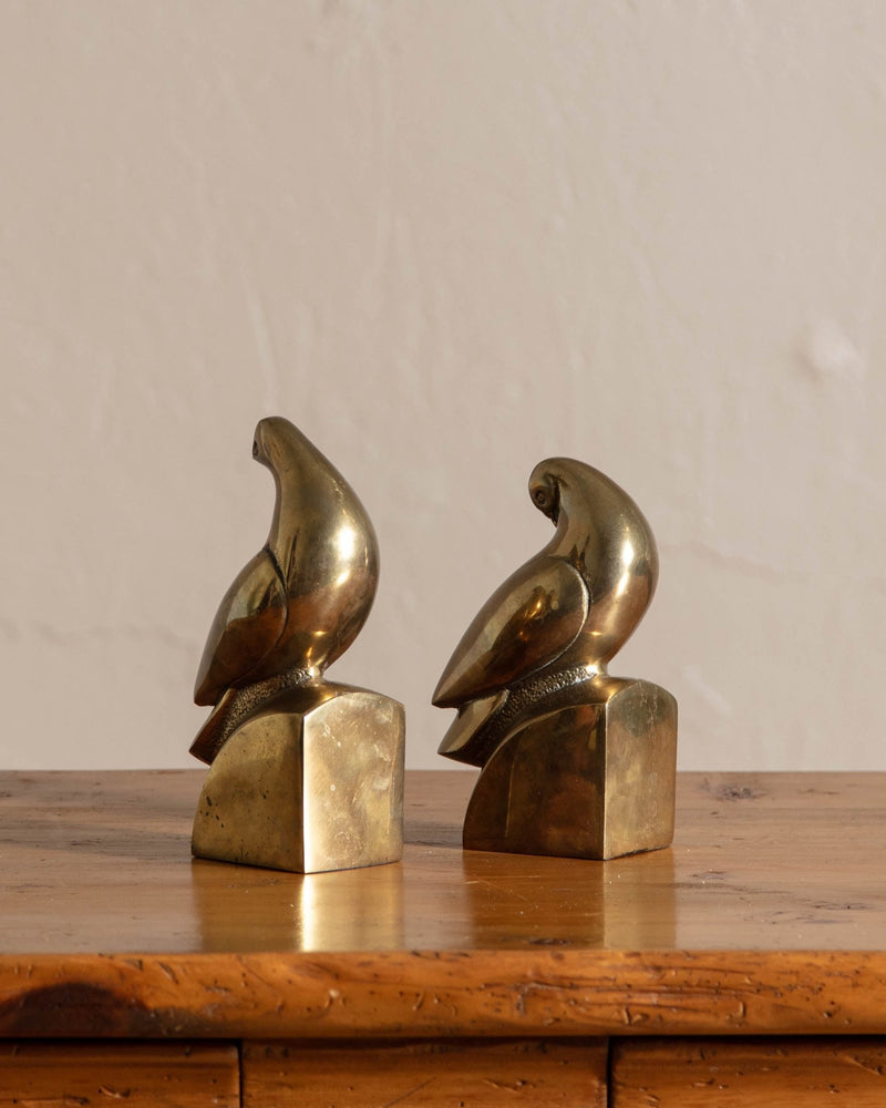 Art Deco Brass Dove Bookends - Lone Fox